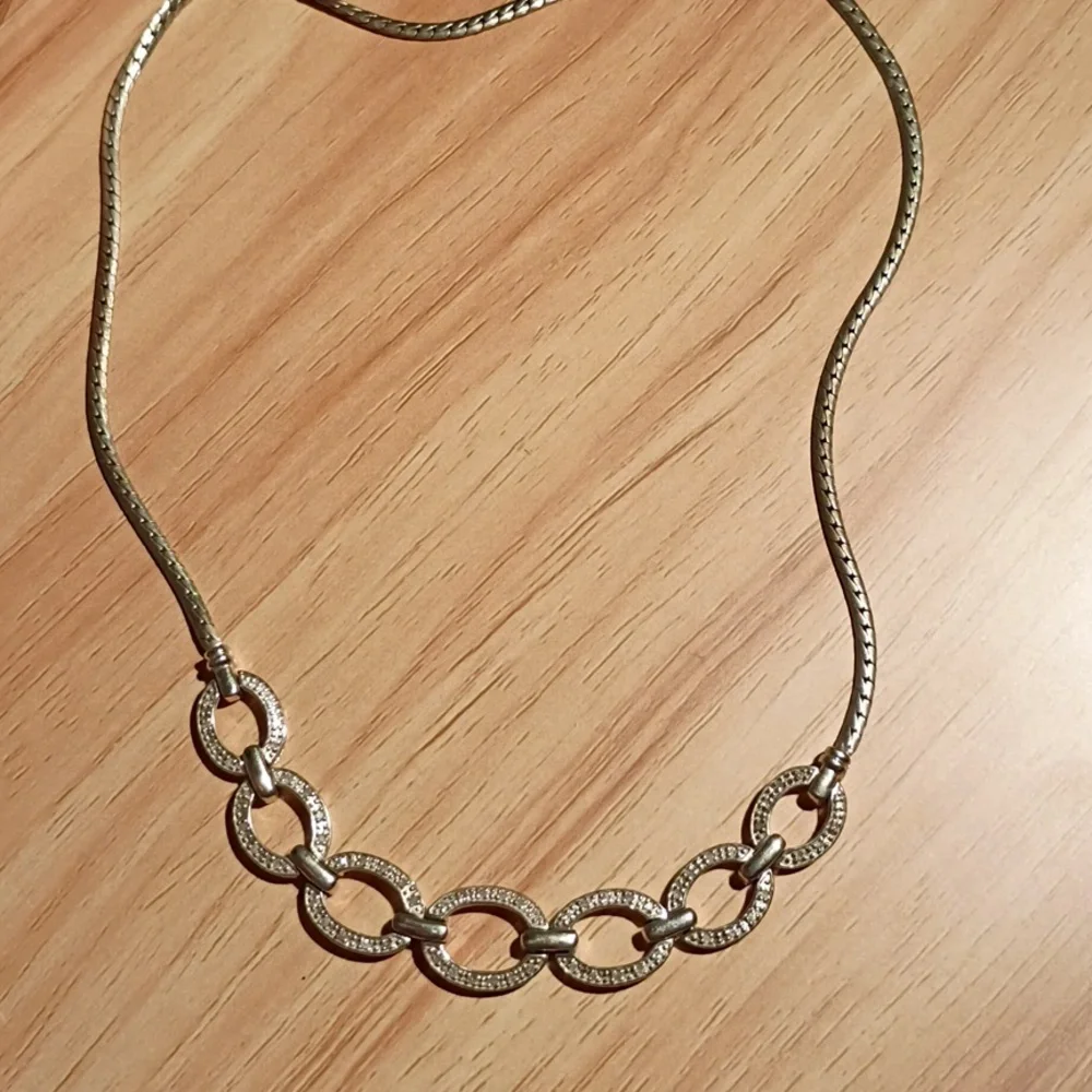 Vintage solid 925 sterling silver Diamond channel Necklace - Picture 2 of 2